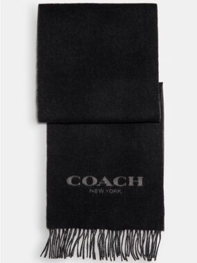 Coach Bi-Color Logo Scarf in Black and Gray